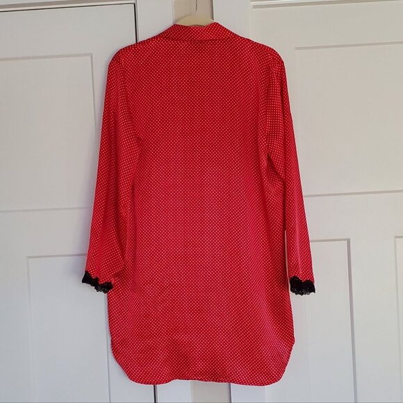 Morgan Taylor Intimates Bright Red Silky Robe. Size M - Picture 2 of 9